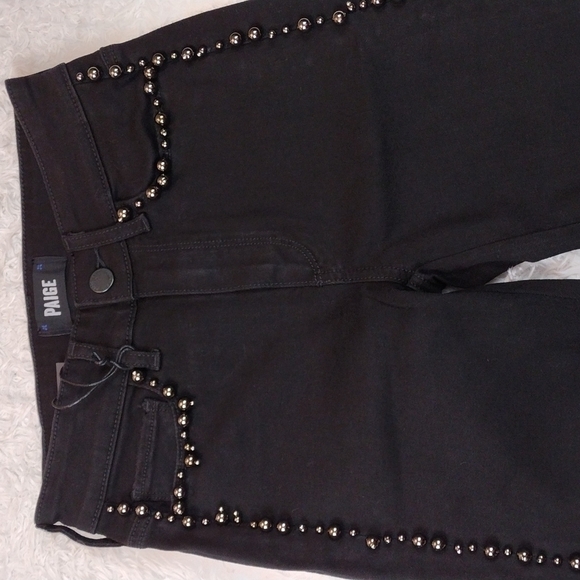 Paige Hoxton Ankle Peg Black Five Pocket High Rise Button Up Skinny Leg Jean - Picture 2 of 15